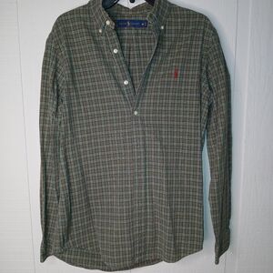 Ralph Lauren Men's Olive and Blue Check Shirt